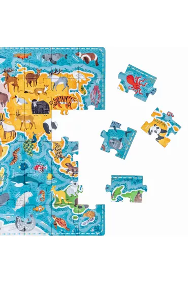 Puzzle 60 el. Puzzlove CzuCzu. Zwierzta. Mapa wiata Bright Junior Media
