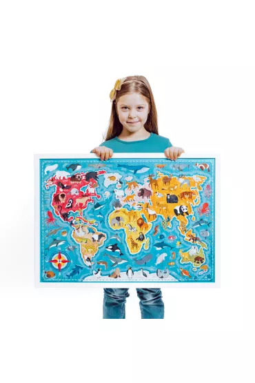 Puzzle 60 el. Puzzlove CzuCzu. Zwierzta. Mapa wiata Bright Junior Media