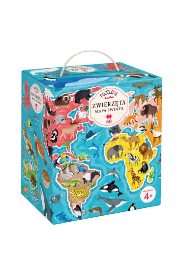 Puzzle 60 el. Puzzlove CzuCzu. Zwierzta. Mapa wiata Bright Junior Media