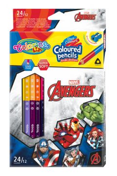 Patio Kredki owkowe trjktne Colorino Kids + temperwka Avengers 24 kolorw 12 szt.