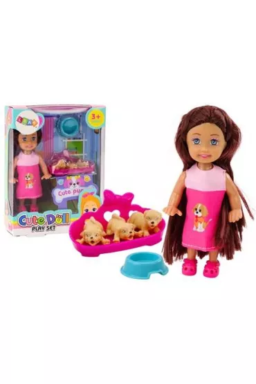 Laleczka mini z pieskami LeanToys
