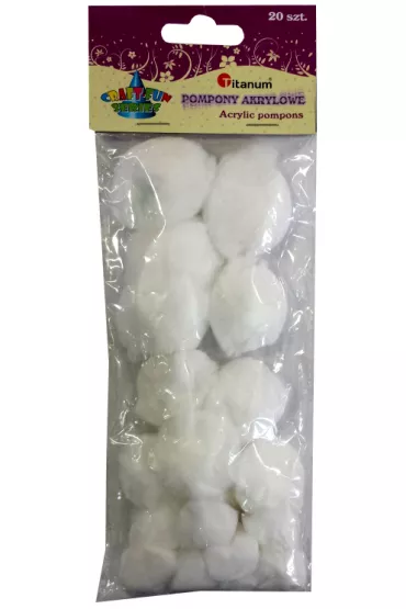 Titanum Pompony akrylowe bia�y 20 szt.