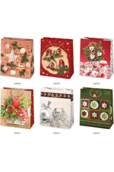 Torba �wi�teczna Bo�e Narodzenie Stroiki i miko�aje 190 x 230 x 105 mm 10 szt.