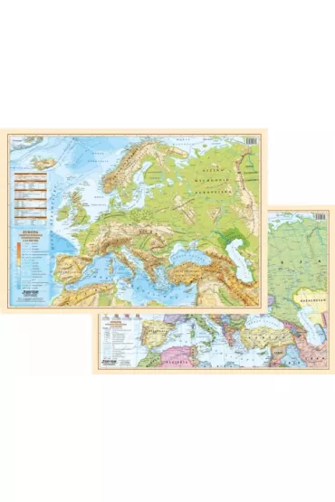 Mapa �cienna Europy polityczna/fizyczna A2 - dwustronna