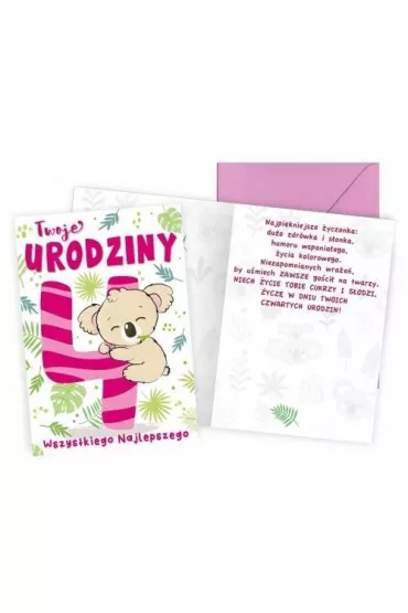 Kukartka Karnet Urodziny 4 Koala