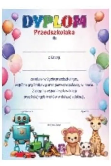 Henry Dyplom A4 Przedszkolala zabawki