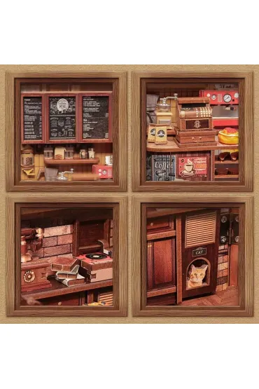 Puzzle Miniaturowy domek Book Nook Zapach kawy Habarri