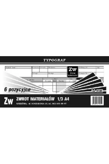 Druki samokopiuj�ce Typograf zw-zwrot materia�u 1/3 A4 6 pozycyjne (s) (01205)