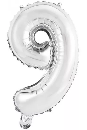 Amscan Balon foliowy mini cyfra 9 srebrna 30x40cm