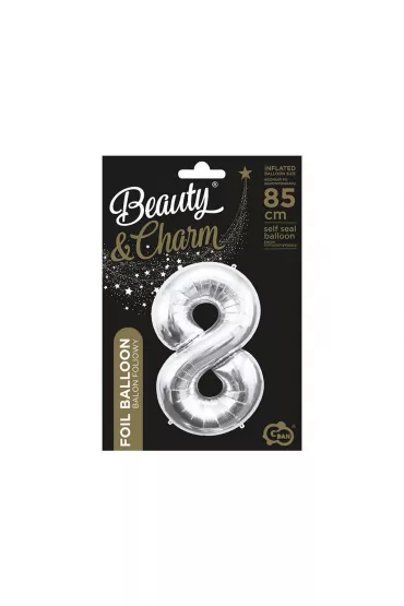 Godan Balon foliowy B&C cyfra 8 srebrna 85cm