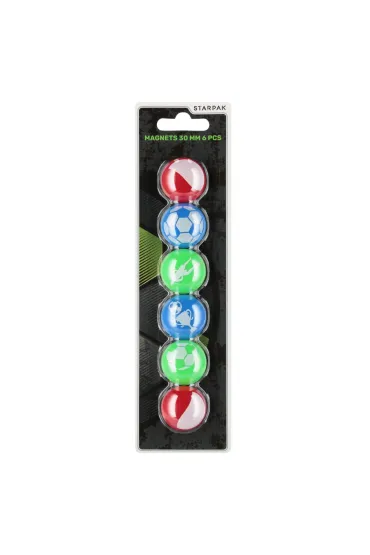 Magnes kolorowy mix Football 30mm op.6szt. STARPAK 546492