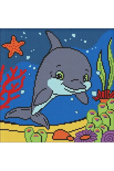 Diamentowa mozaika Kids - Uprzejmy delfin 30x30cm Ideyka