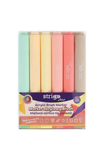 Strigo. Markery akrylowe tr�jk�tne 6 kolor�w. Ko�c�wka Brush. Zestaw 4