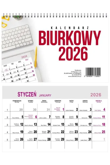 Opress Kalendarz biurkowy 2026 Miesi�czny