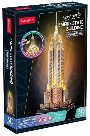 Puzzle 3D 37 el. Empire State Building (wersja nocna) Cubic Fun