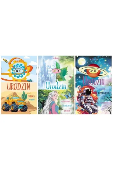 Karnet Urodziny z przesuwn� cyfr� dzieci�ce lub m�odzie�owe metalizowany mix