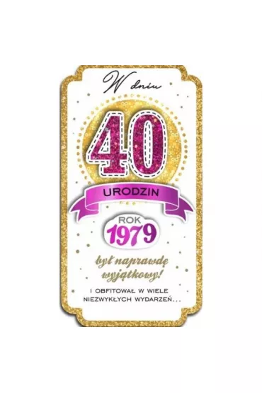 Kukartka Karnet 40 urodziny PM-091