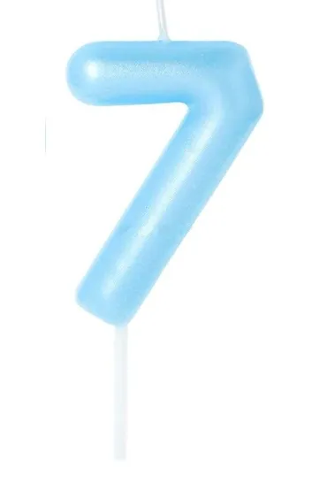 �wieczka na tort - cyferka Candy 7 niebieska 6cm