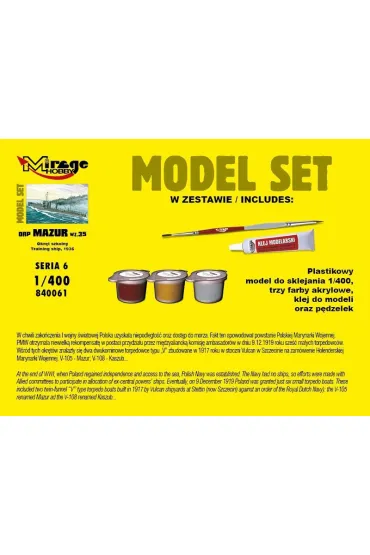 Zestaw do sklejania Okr�t ORP Mazur WZ35 Mirage Hobby