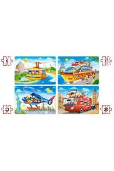 Puzzle maxi 4w1 - Podr�owa� przez �wiat (8+12+15+20 el.) Castorland