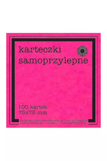Ziemia Obiecana Karteczki samoprzylepne Fluo r�owe 75x75 mm 100 kartek