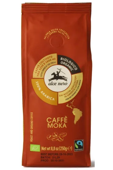 Alce Nero Kawa mielona arabica 100 % moka fair trade g�rska 250 g Bio