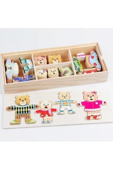 Puzzle Zabawka edukacyjna drewniana Misie Macyszyn Toys