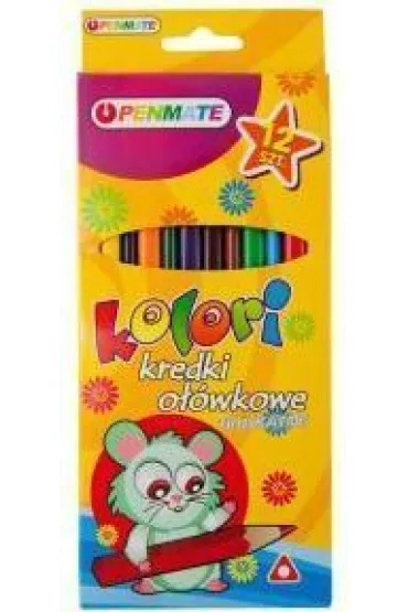 Penmate Kolori Kredki o��wkowe tr�jk�tne Dino 12 szt.