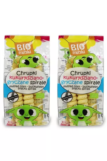 Biominki Chrupki kukurydziano-gryczane spirale bezglutenowe Zestaw 2 x 60 g Bio