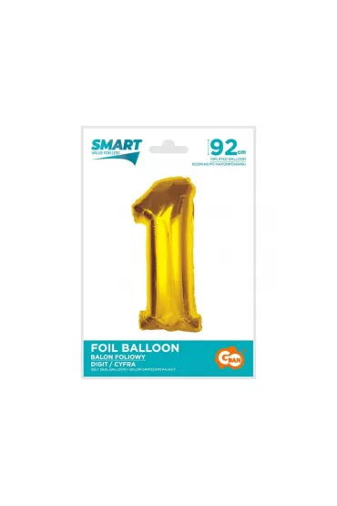 Godan Balon foliowy Smart cyfra 1 z�ota 92cm