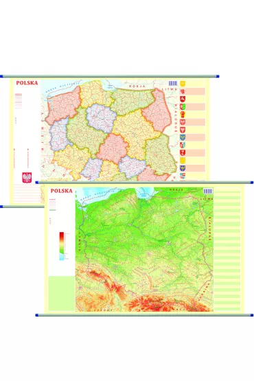 Polska. Mapa cienna dwustronna fizyczno-administracyjna 1:1 800 000