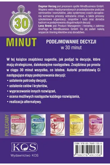 Podejmowanie decyzji w 30 minut - Dagmar Herzog, Lena Brenk