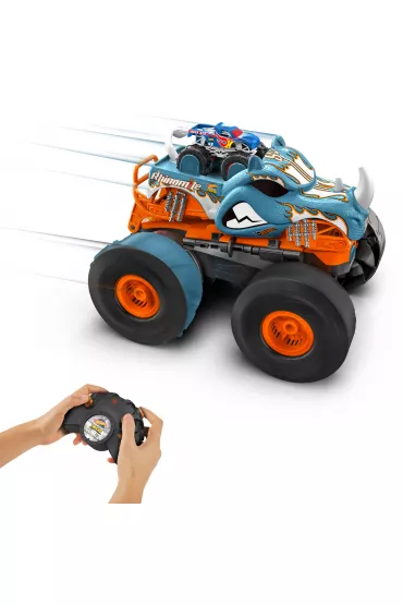 Hot Wheels Monster Trucks T R/C Rhinomite Mega Transformacja Pojazd zdalnie sterowany 1:12 HPK27 Mattel