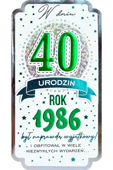 Kukartka Karnet PM-450 Urodziny 40  cyfry, roczniki  2026