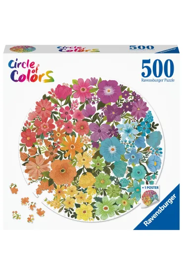 Puzzle okr�g�e 500 el. Circle of Colors. Paleta kolor�w. Kwiaty Ravensburger