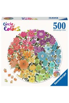 Puzzle okrge 500 el. Circle of Colors. Paleta kolorw. Kwiaty Ravensburger