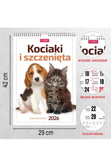 Opress Kalendarz 2026 A3 wieloplanszowy Kociaki i szczeni�ta