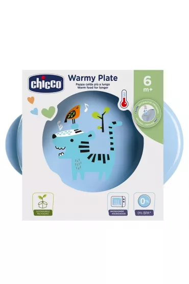 Chicco Talerz podgrzewany 6m+ niebieski