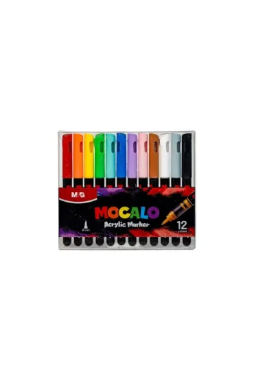 Marker akrylowy p�dzelkowy 12 kolor�w M&G