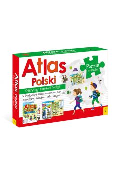 Puzzle Atlas Polski z plakatem, map i puzzlami Wilga