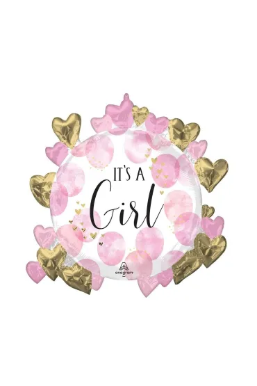 Anagram Balon foliowy Baby Girl Pink Watercolor 76x76cm