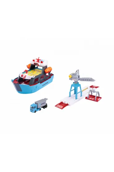 Port logistyczny Maersk ze statkiem towarowym, zestaw dla dzieci Majorette