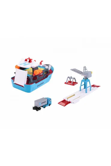 Port logistyczny Maersk ze statkiem towarowym, zestaw dla dzieci Majorette