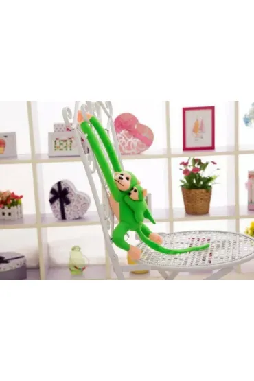 Maskotka ma�pka z dzieckiem zielona 70cm LeanToys