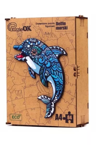 Puzzle drewniane eko 84 el. Delfin A4 PuzzleOK