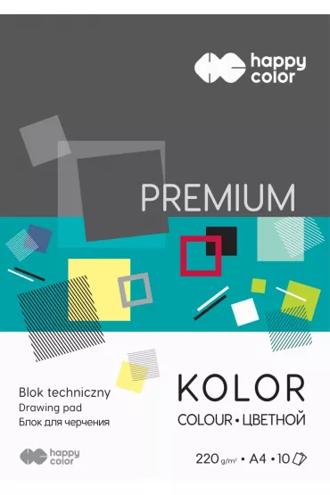 Happy Color Blok techniczny Premium kolorowy A4 220g 10 kartek