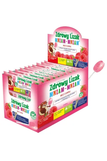 Starpharma Lizak o smaku malinowym mniam-mniam bezglutenowy Suplement diety Zestaw 40 szt.