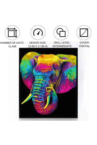 Diamond Dotz Haft diamentowy - Adults Flocked Neon Elephant 35.5x45.7cm