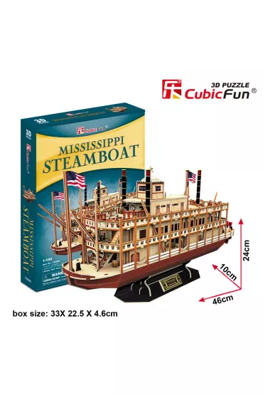 Puzzle 3D 142 el. Statek Parowy Mississippi Cubic Fun