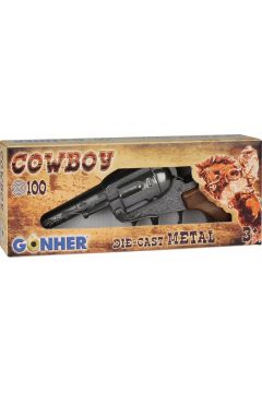 Pistolet Rewolwer kowbojski 100 strzaw metalowy GONHER 101/0
